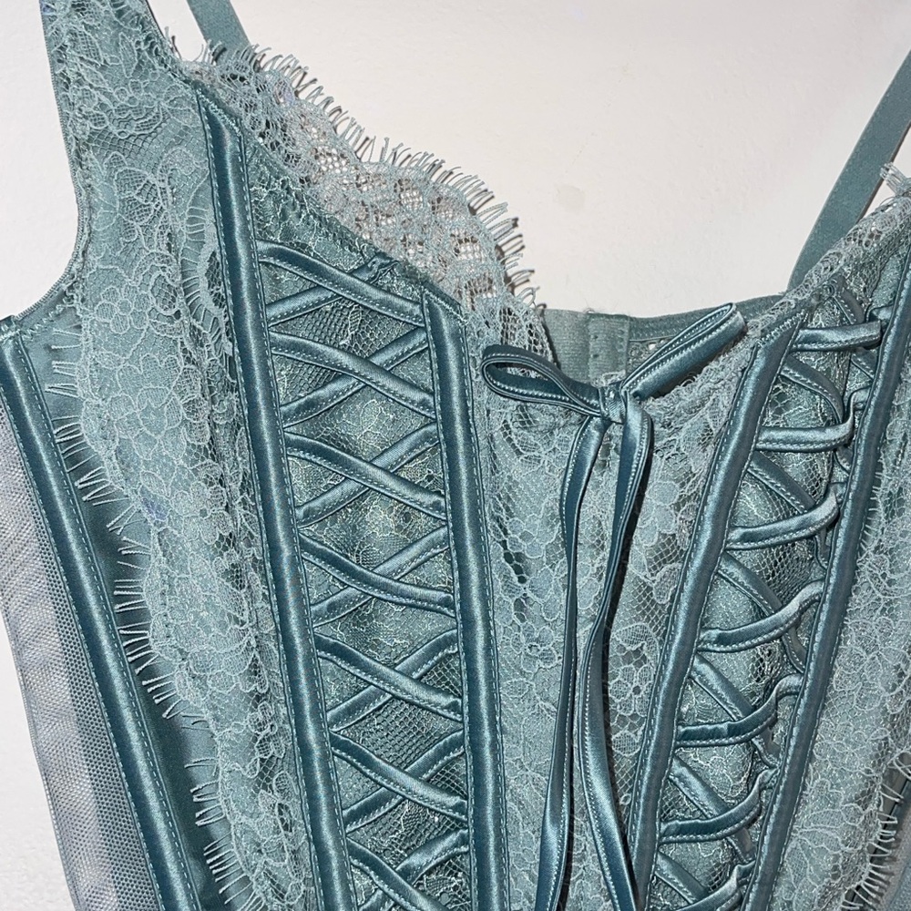 Blue/Green/Teal Victoria’s Secret corset with lace detail